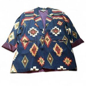 Vintage Aztec Print Blazer | Boho Western Statement Jacket | Micheal K. Company